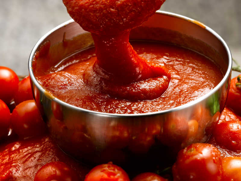 新鲜的番茄酱和番茄