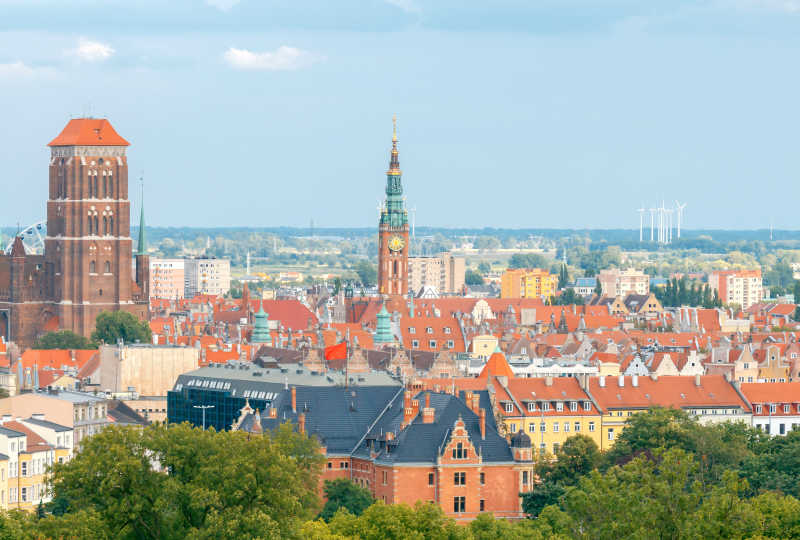 俯拍波兰的格但斯克建筑风景