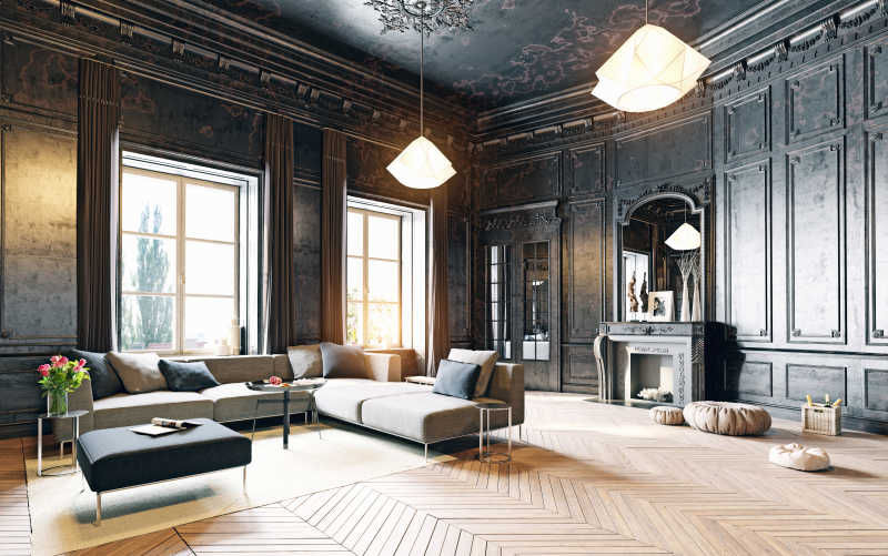 豪华公寓的黑色典雅大气设计风格