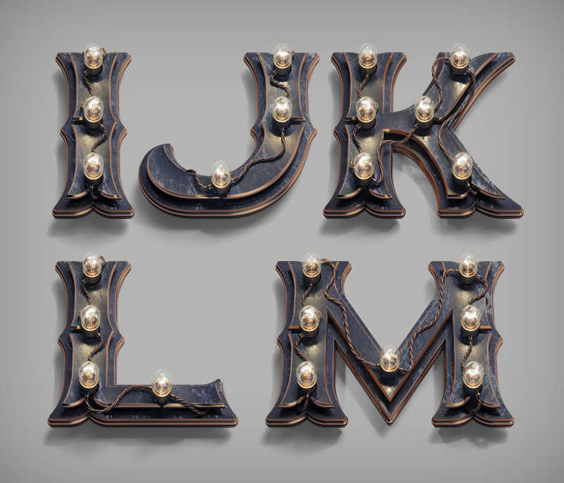 3D复古的英文字母