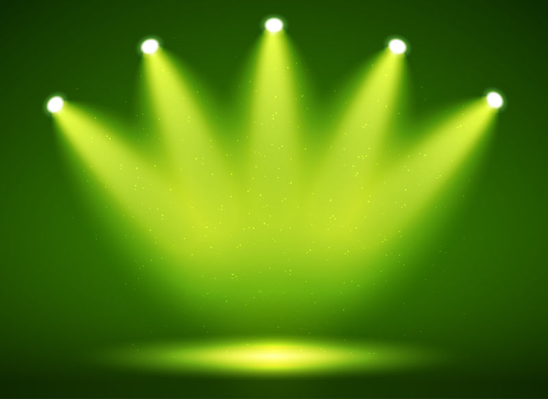 舞台上的绿色聚光灯矢量背景