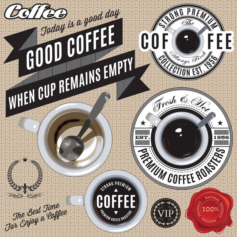 矢量咖啡创意标签设计