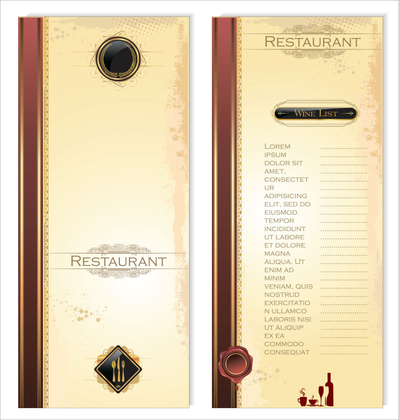 餐厅的矢量菜单设计模板插画
