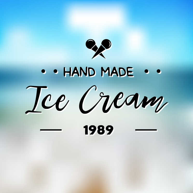冰淇淋徽章设计矢量插图