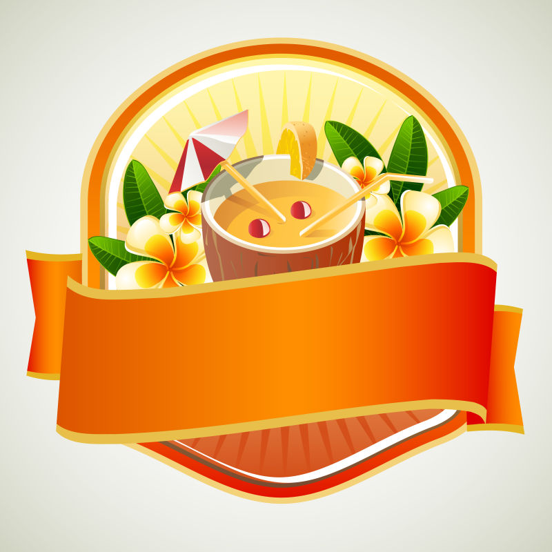 创意橙色风格的椰子元素的夏季海报设计