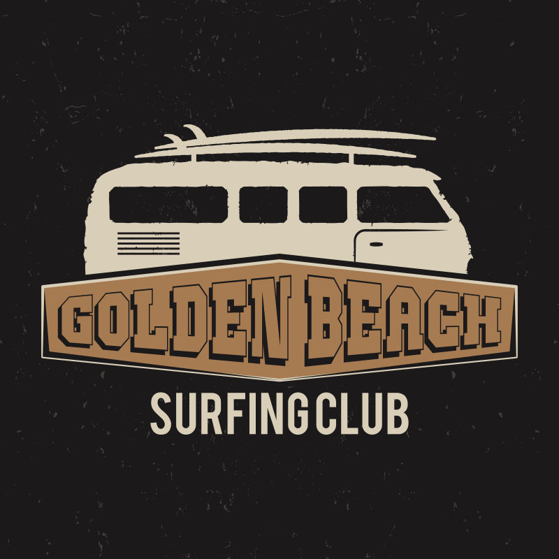 老式冲浪俱乐部标志设计矢量图
