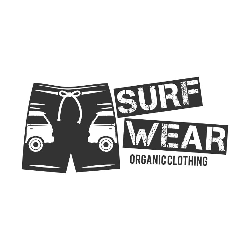 冲浪服装概念的矢量标志设计