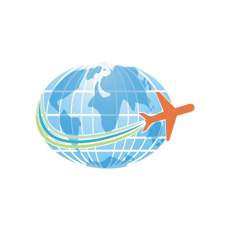乘飞机环球旅行的矢量图标设计