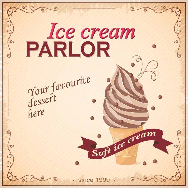 创意冰淇淋海报设计矢量插图