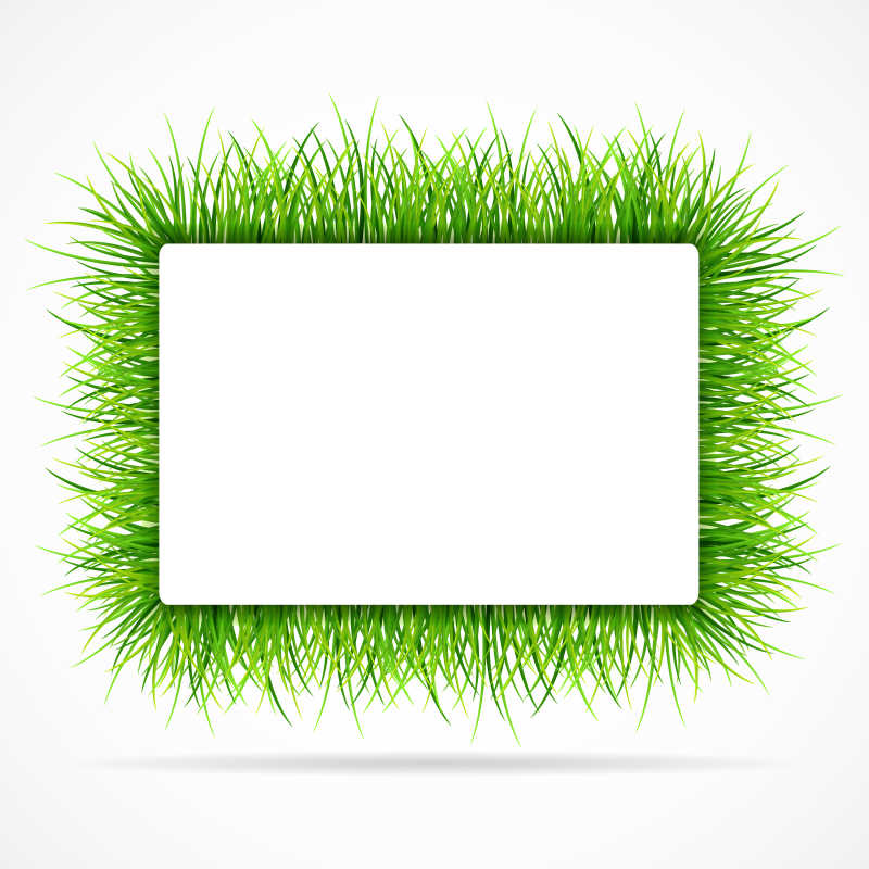 绿草环绕有白色文本的矢量春季背景集