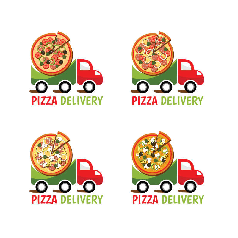 披萨送货服务矢量标志设计