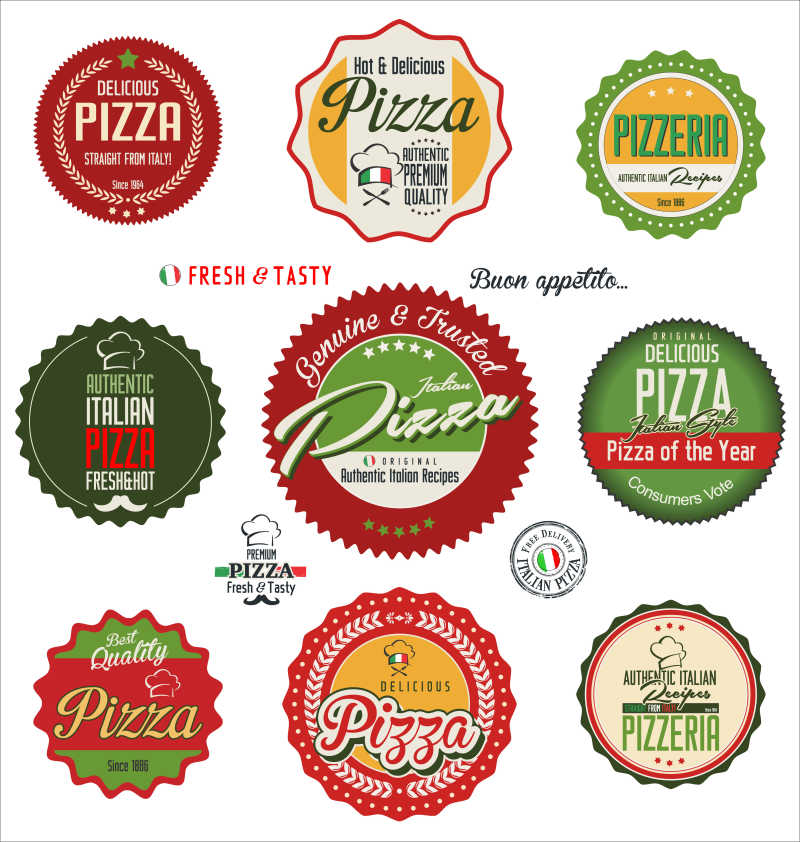 创意矢量披萨标签设计