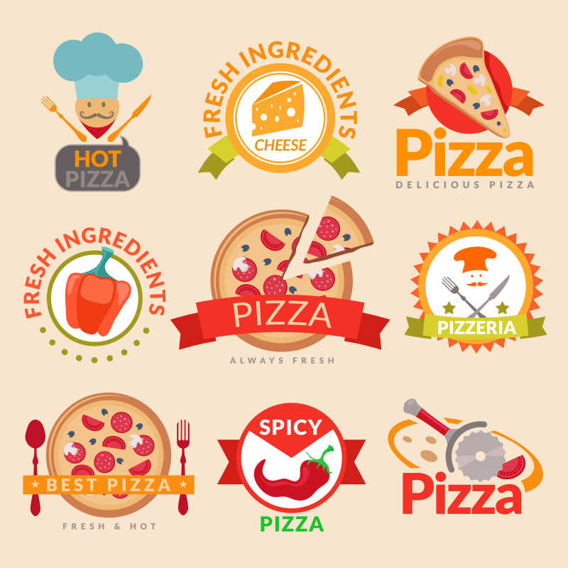 披萨矢量标志设计
