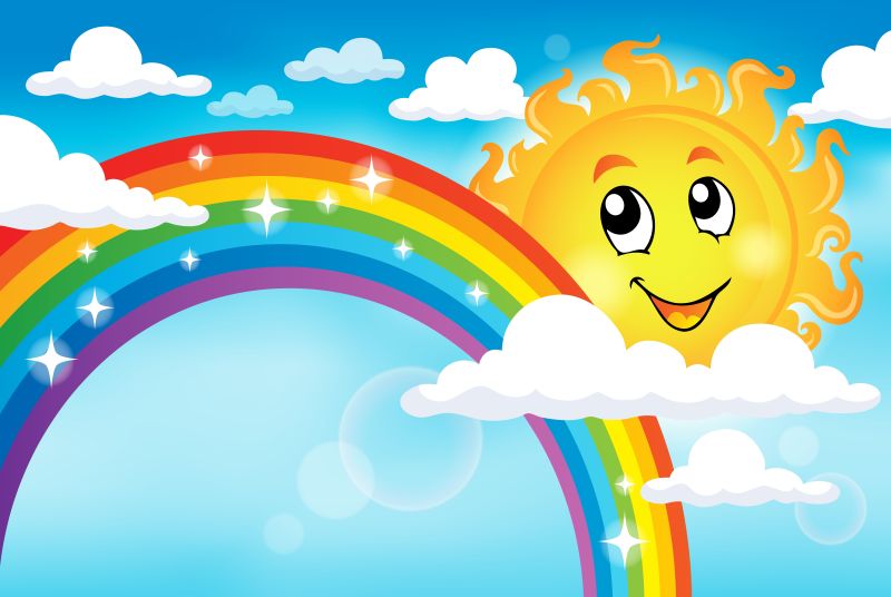 彩虹和太阳矢量卡通插画设计