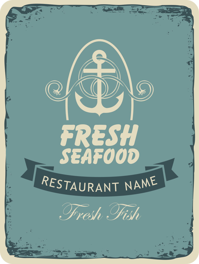 创意海鲜餐厅标签矢量设计