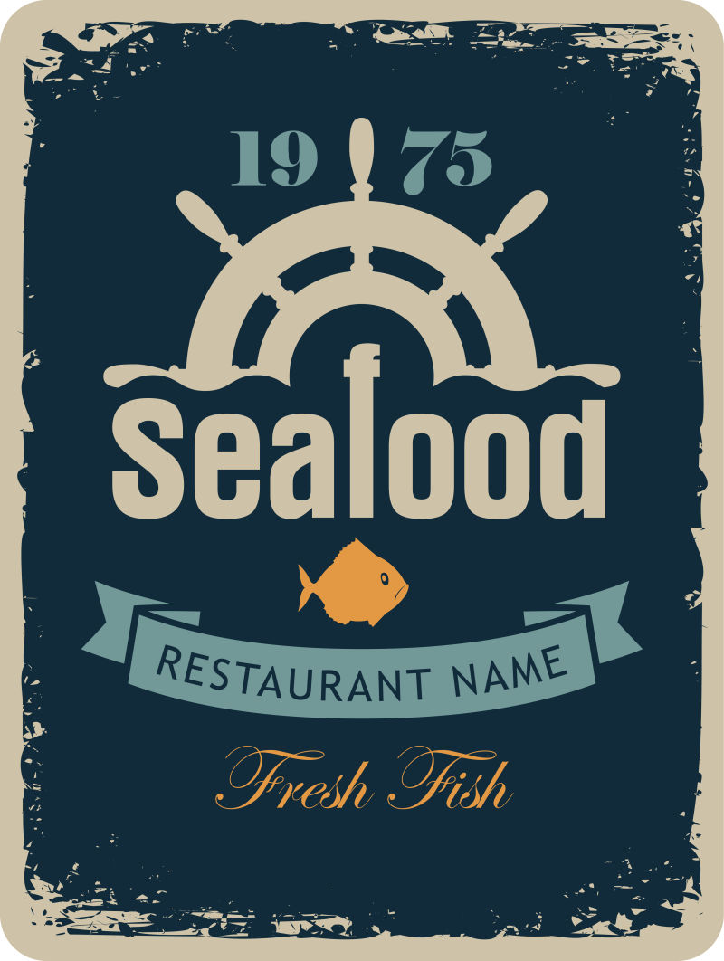 供应新鲜海鲜食物的创意矢量图标