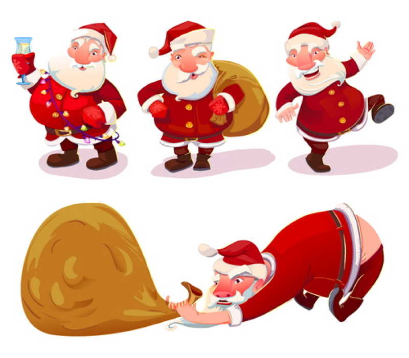 肥胖的圣诞老人矢量插画